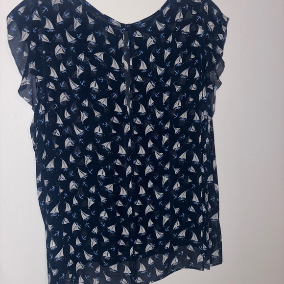 Ralph Lauren Dark Blue Sailboat Pattern Blouse - Picture 3 of 5
